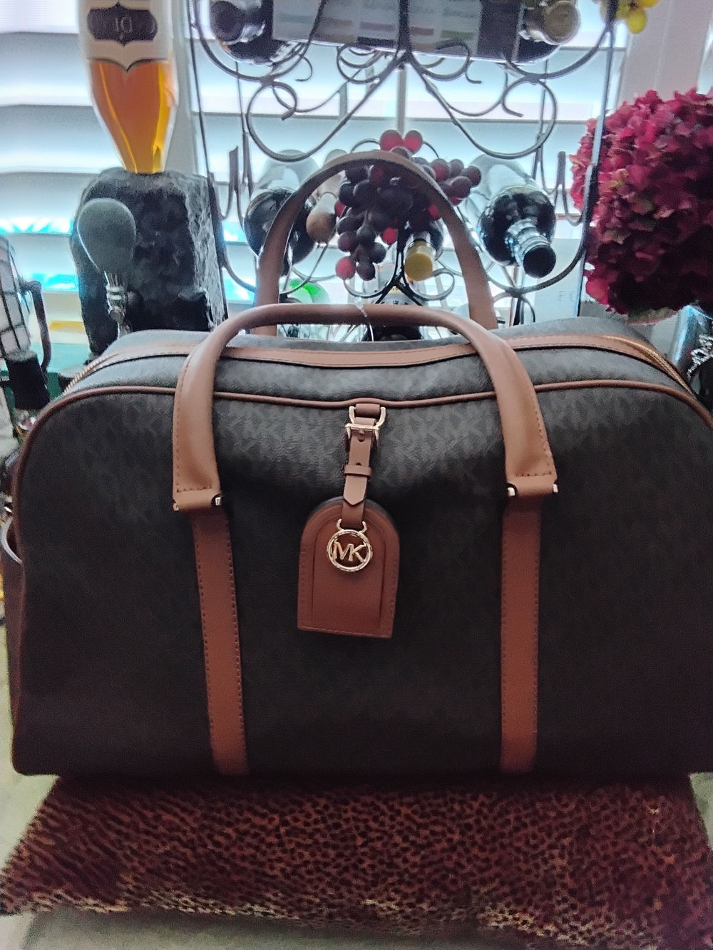 Michael Kors Mens Brown Logo Travel Duffel Bag